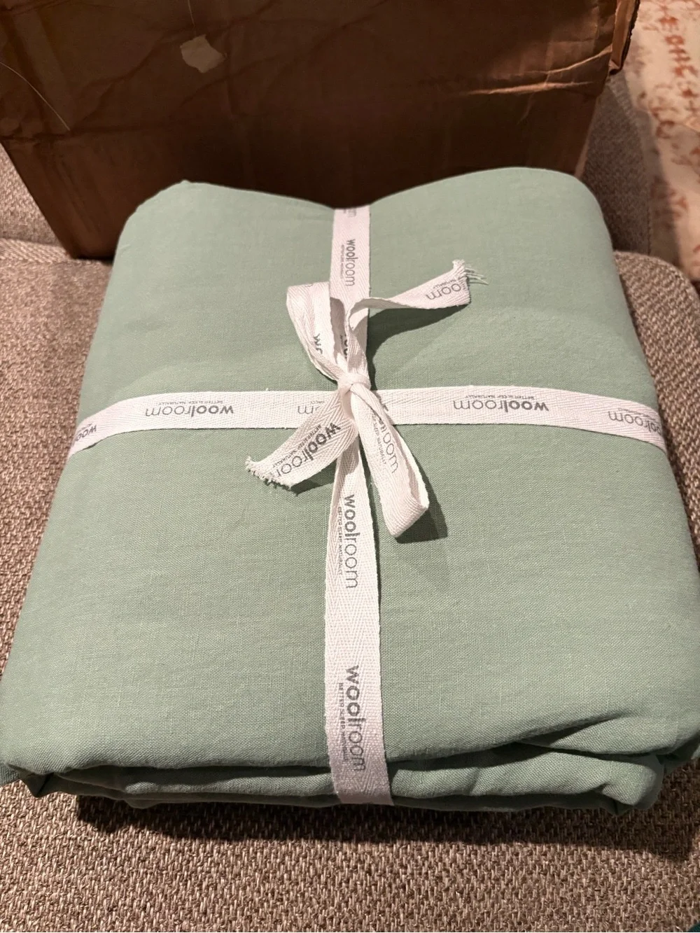 Sage Green Linen/Cotton Duvet Cover - Lightweight Relaxed sz King from Woolroom